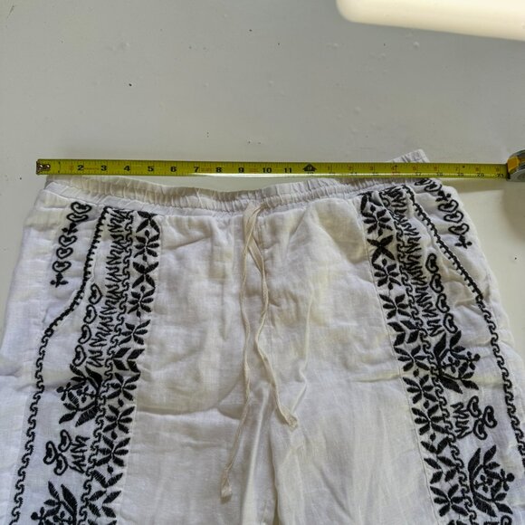 Johnny Was white linen shorts with dark blue embroidery Size L - Picture 6 of 7